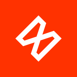 White stylized butterfly icon on a solid orange background.